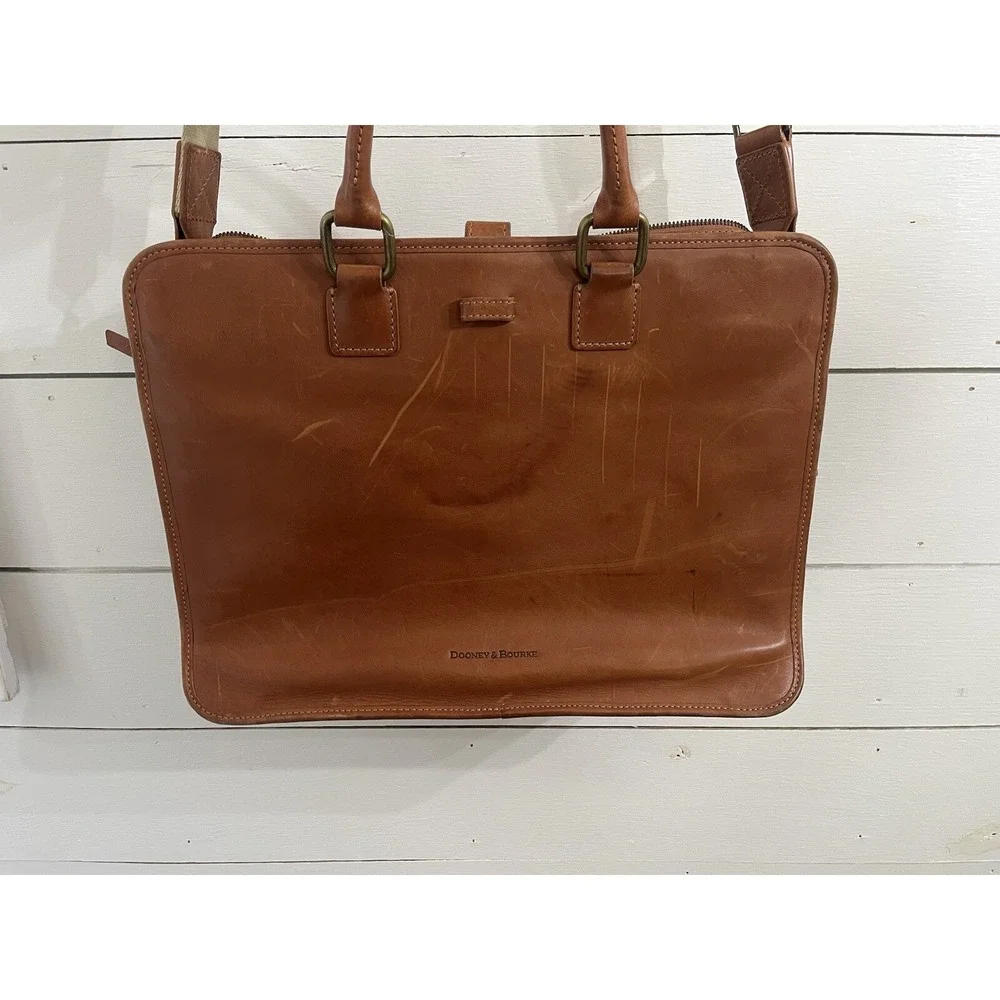 Dooney & Bourke Florentine Vaccetta Leather  Briefcase Brooklyn Tan Brown‎